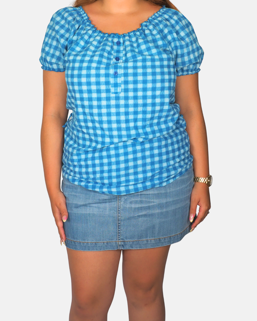 Vintage Blue Gingham Top