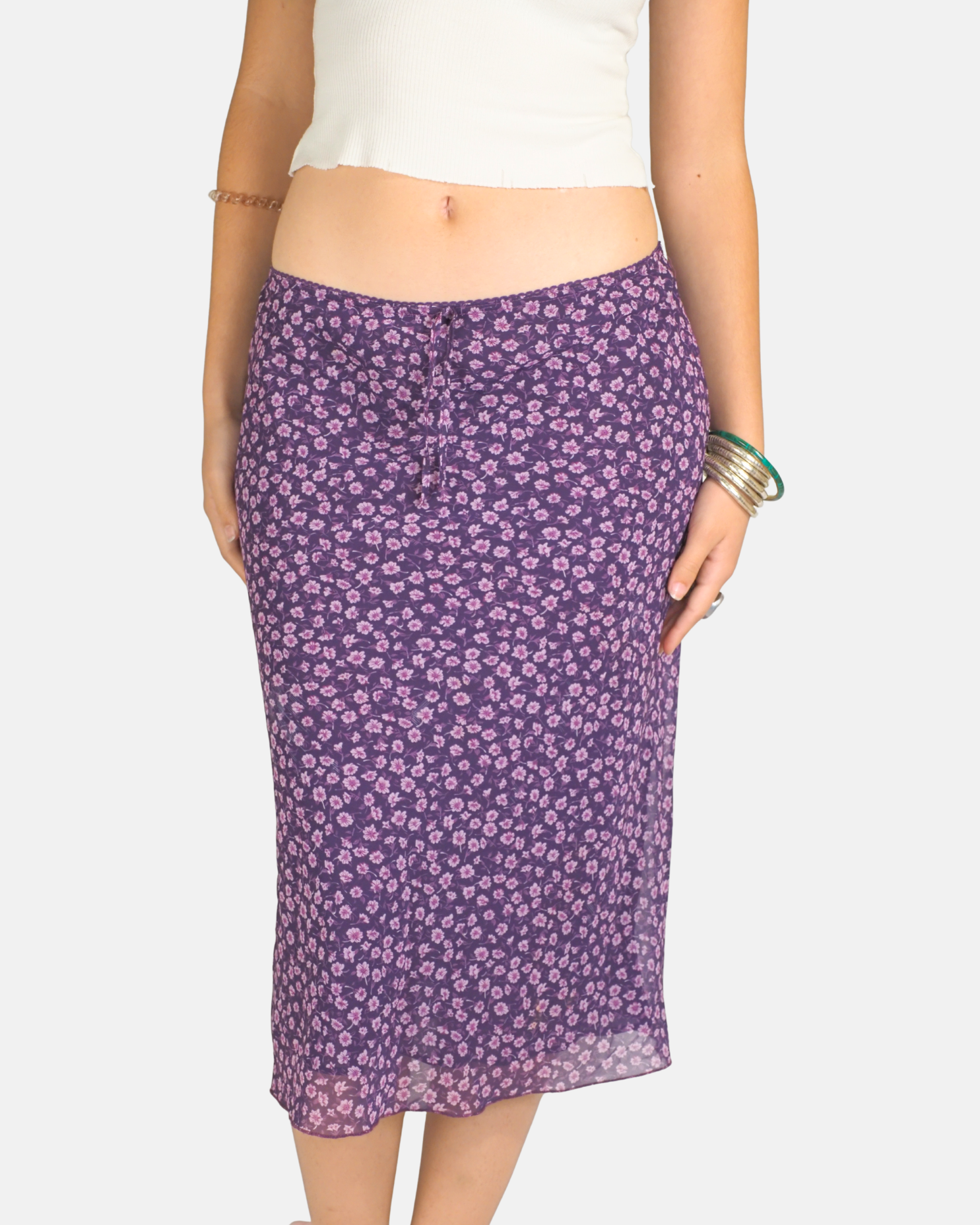 Purple Ditsy Floral Midi Skirt - Urban Outfitters