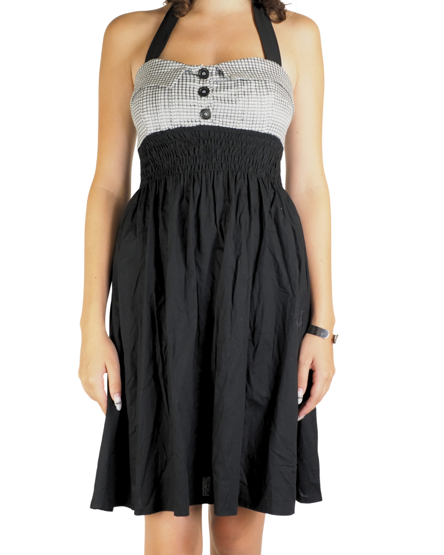 Black Gingham Halter Babydoll Dress - Tally Weijl