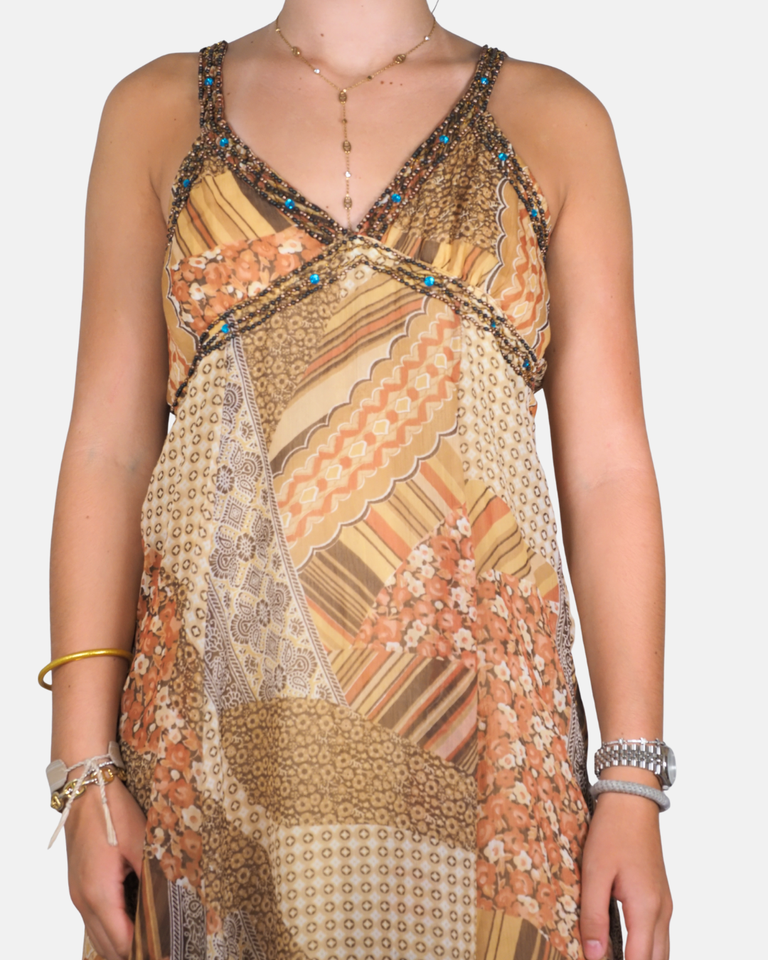 Embellished Patchwork Handkerchief Dress - Indian Emporium