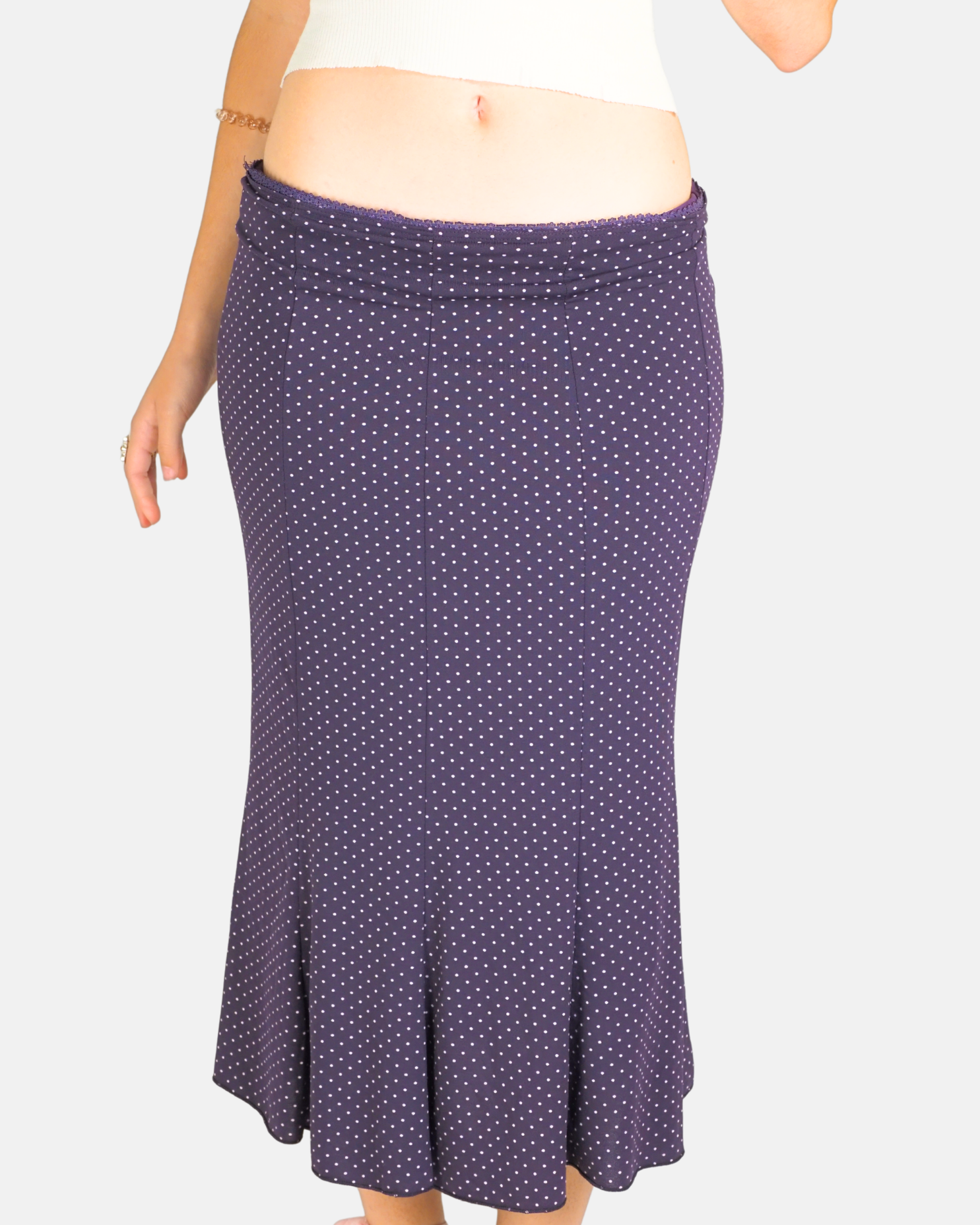 Purple Polka Dot Mermaid Maxi Skirt