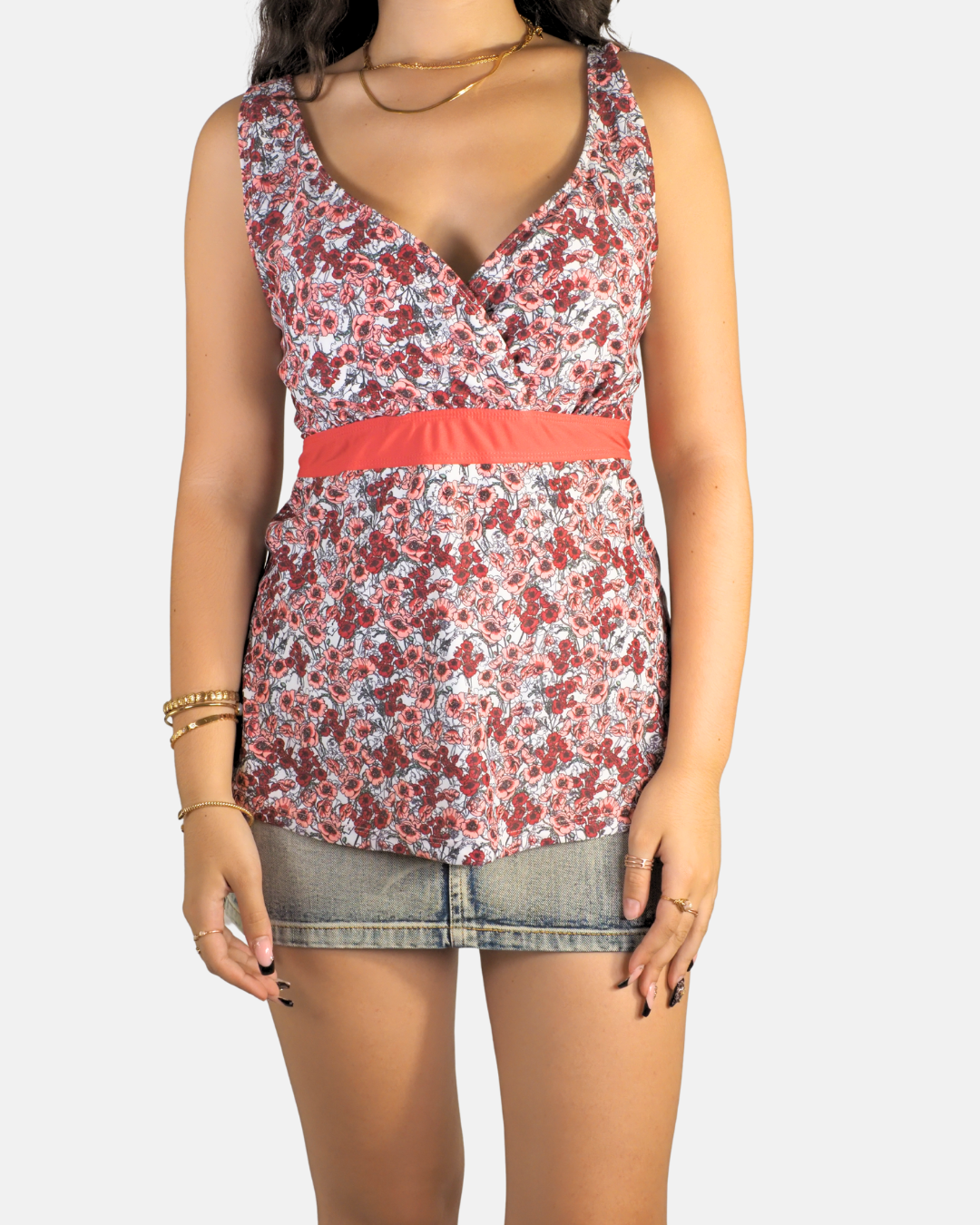 Pink Floral Wrap Front Tankini - Esmara
