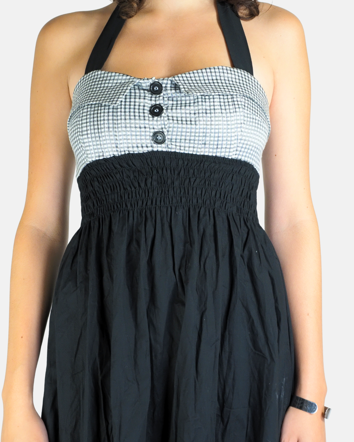 Black Gingham Halter Babydoll Dress - Tally Weijl