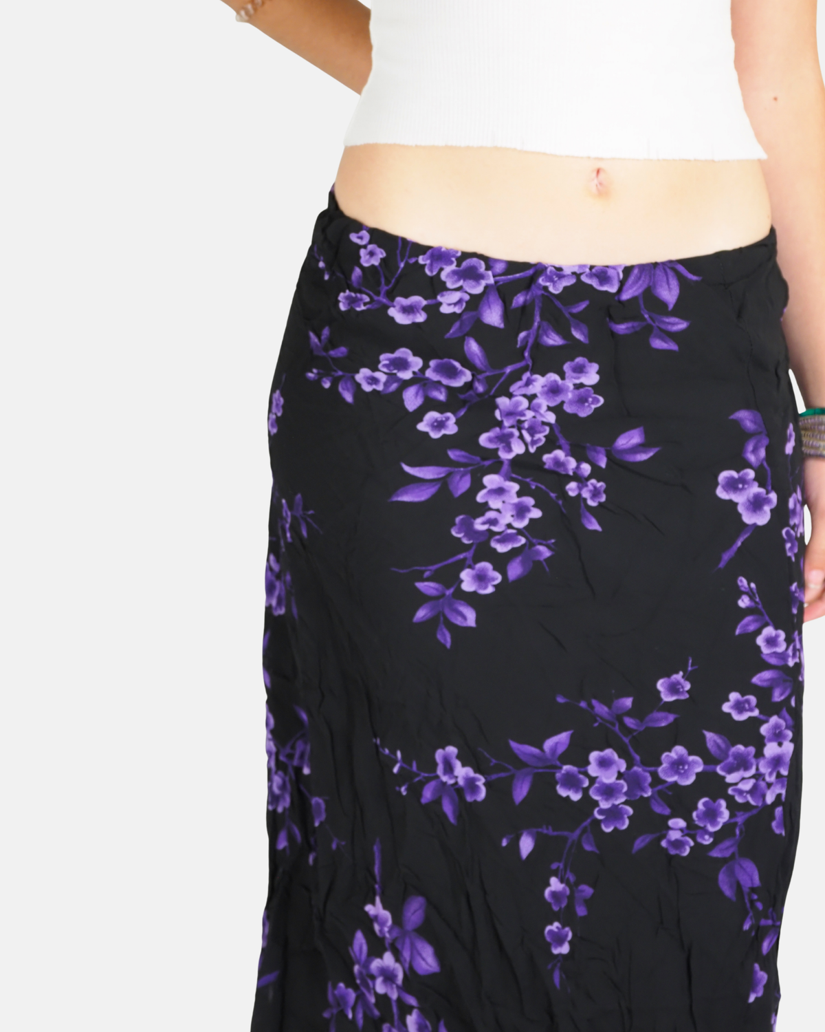 Black & Purple Floral Maxi Skirt - Gina