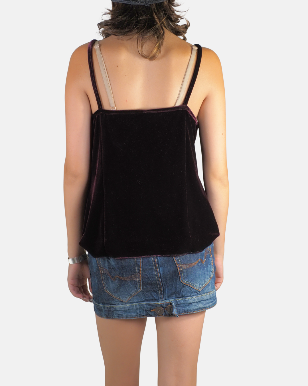 Burgundy Velvet Cami Top - Xamis