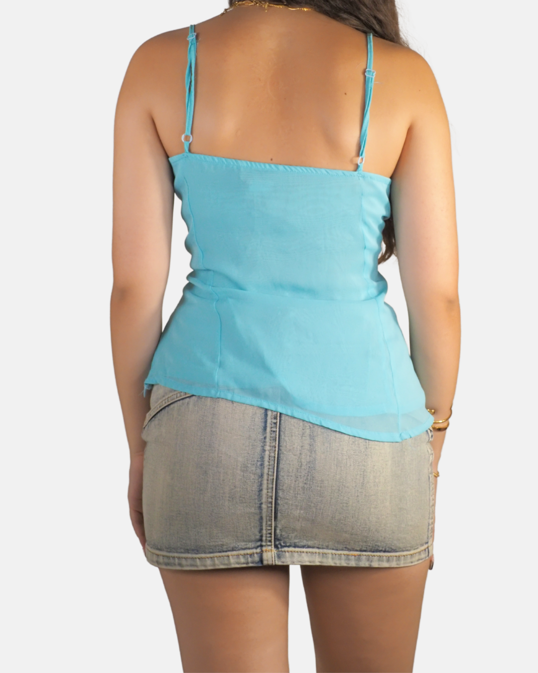 Y2K Turquoise Beaded Lace Cami Top - Fygigo