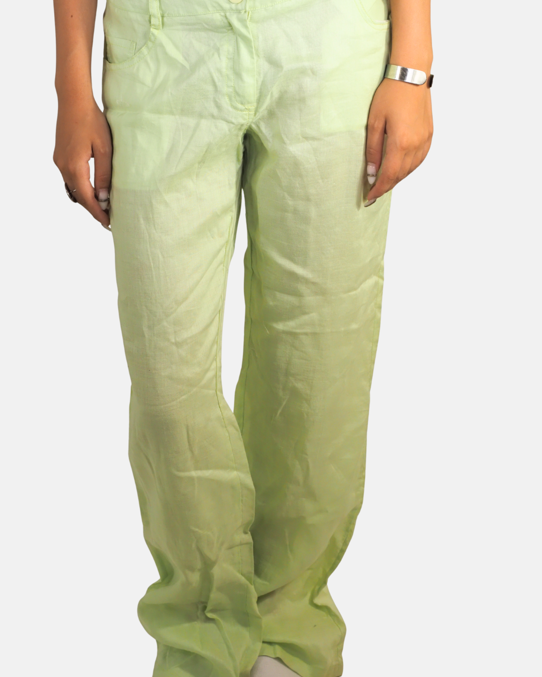 Y2K Lime Green Straight Cut Trousers - Hello Kiss