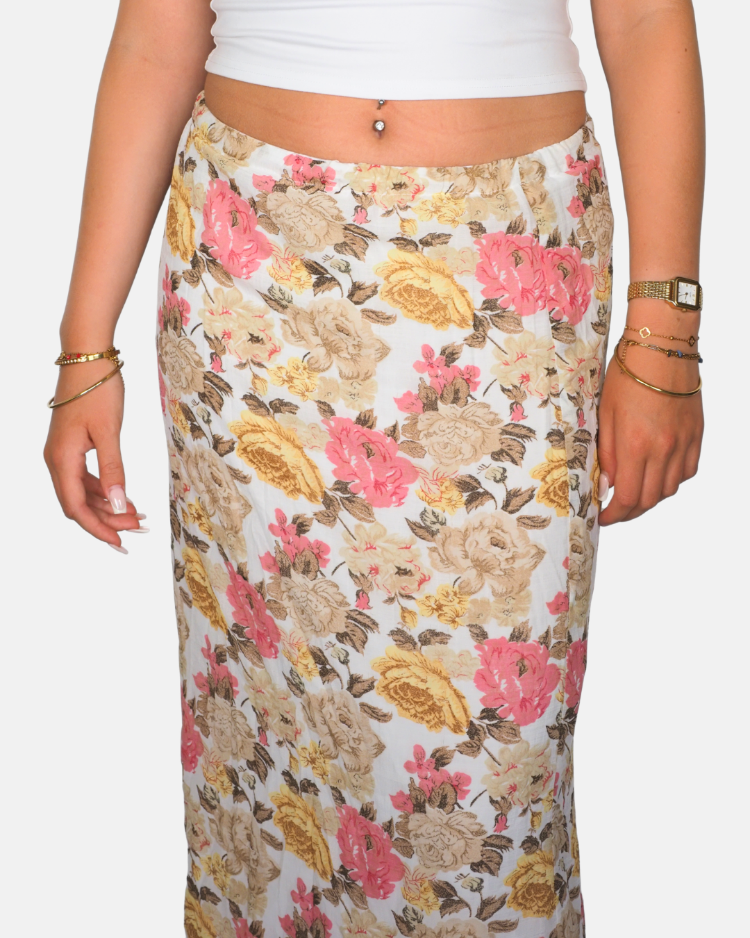 Vintage Floral Bias Maxi Skirt