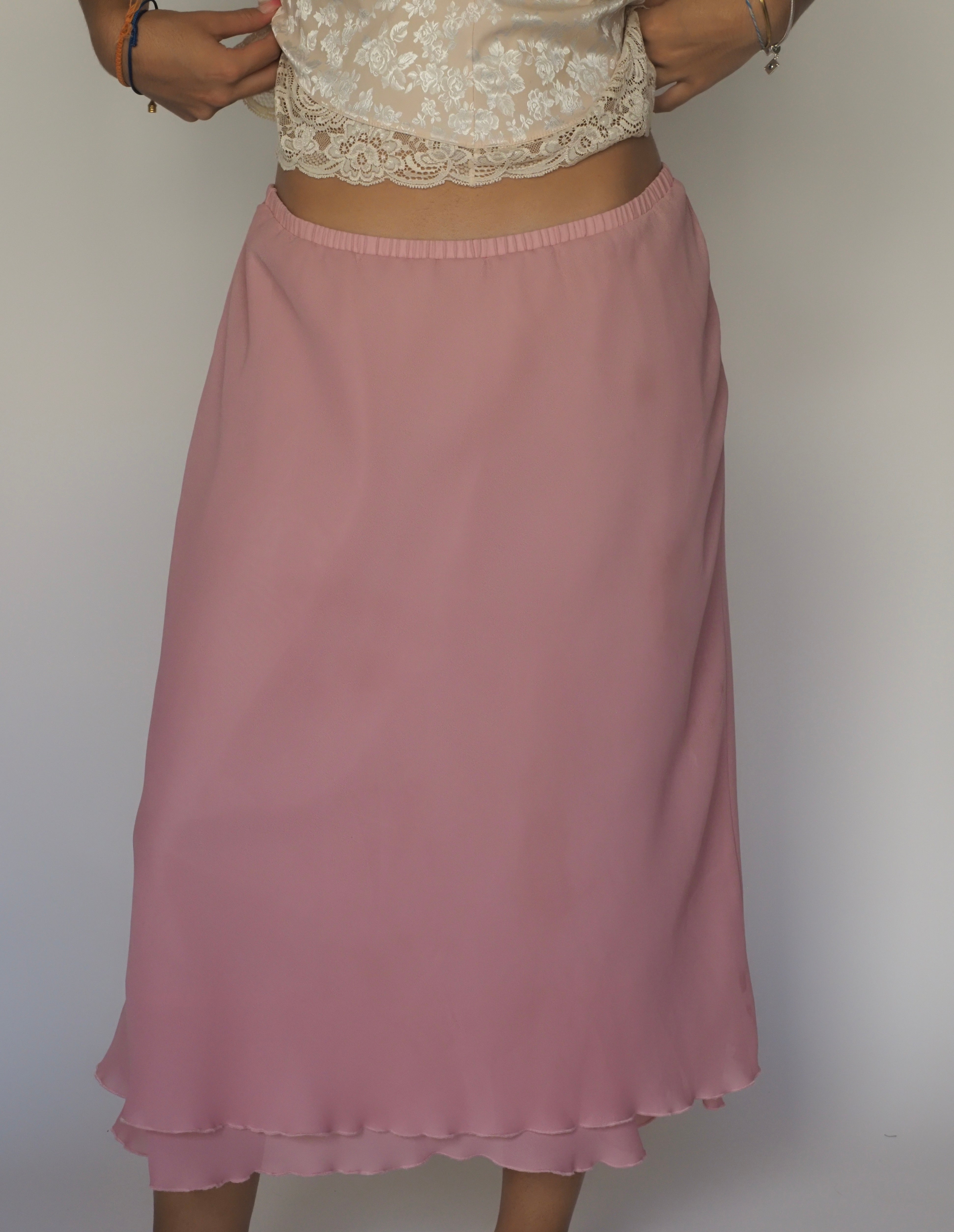 Soft Pink Chiffon Midi Skirt – Koret