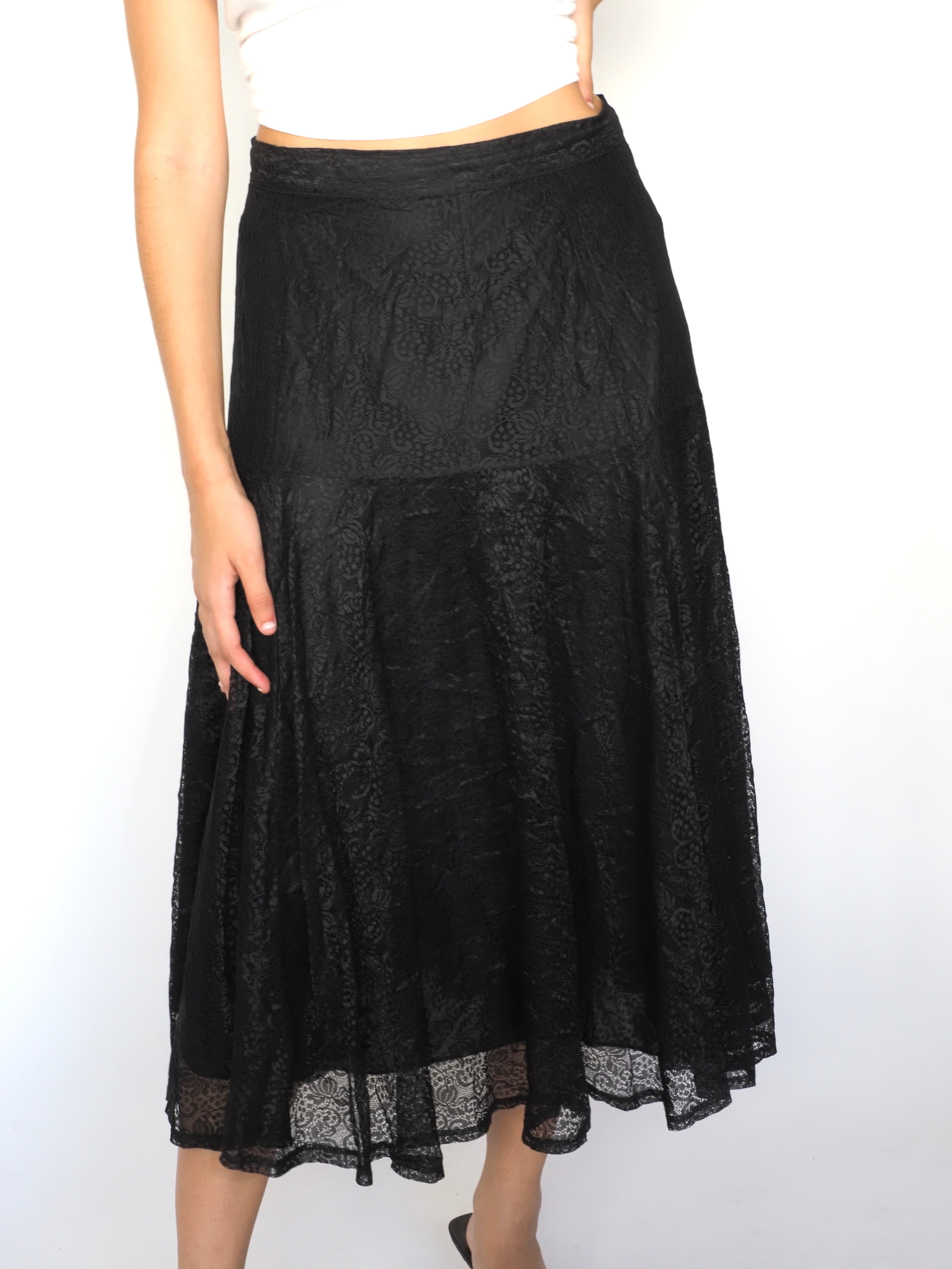 Black Lace Midi Skirt – Costellarione