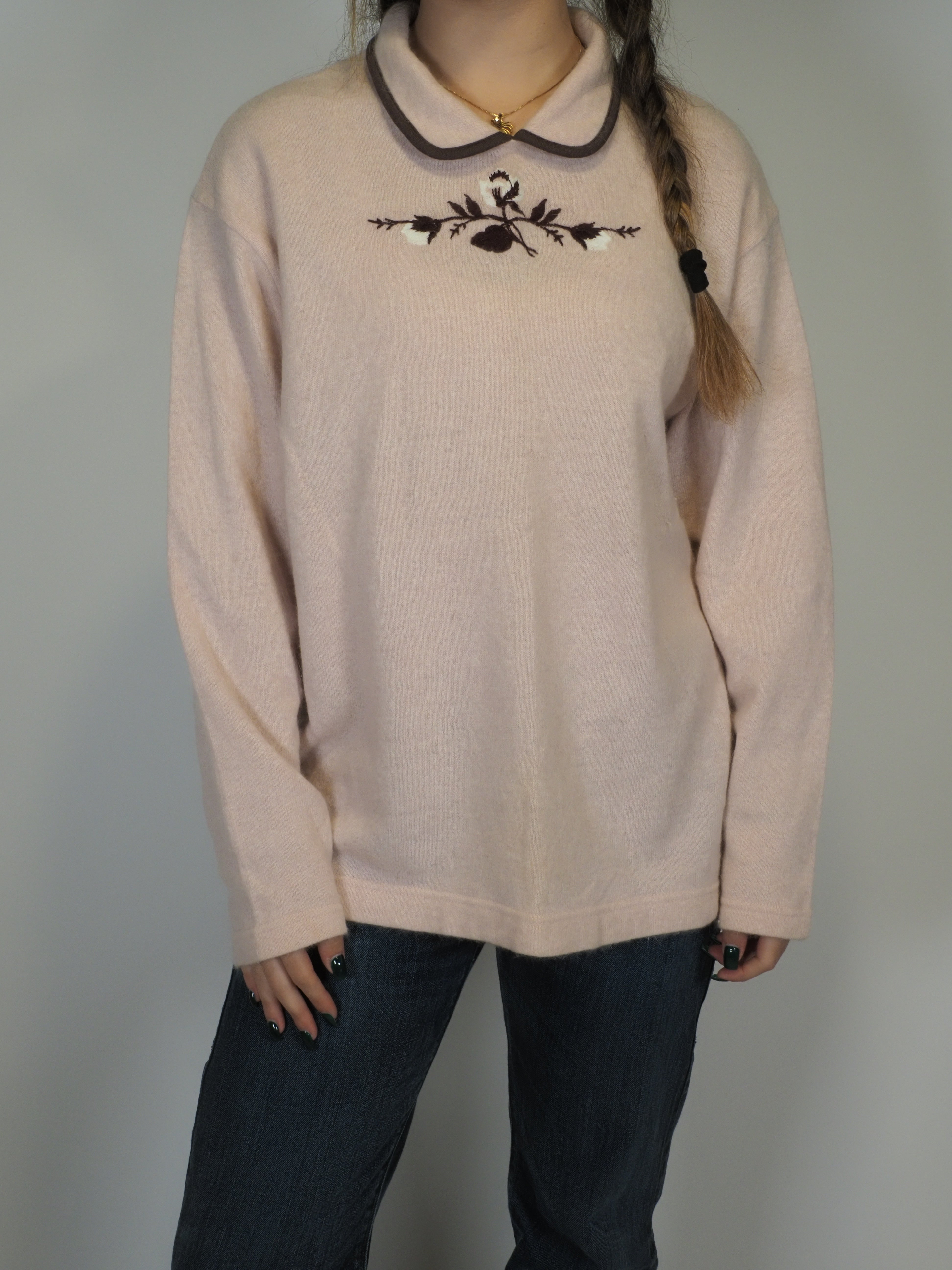 Soft Pink Embroidered Fleece Jumper – Ana Max