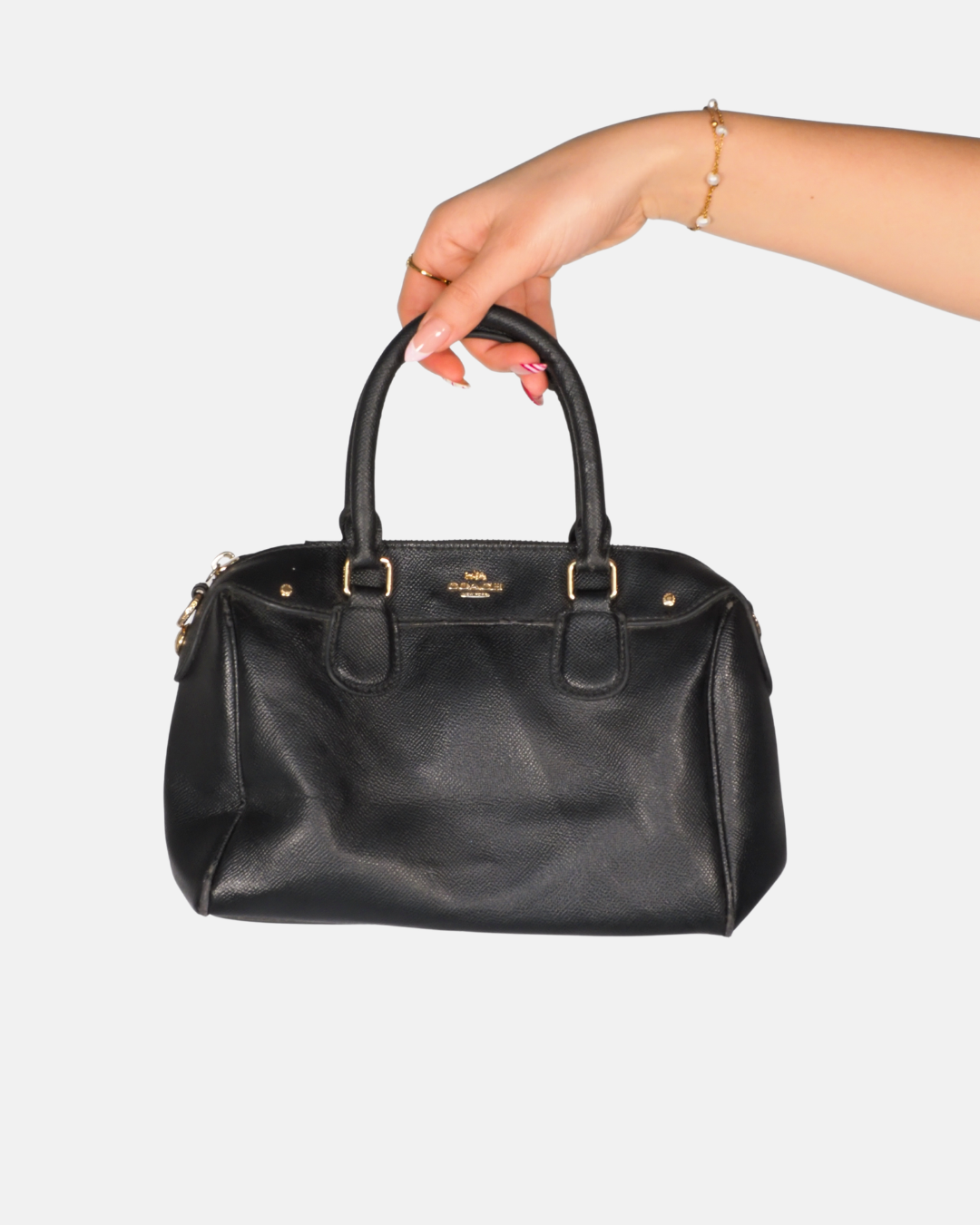 Coach Mini Bennett Satchel in Black with Crossgrain Leather