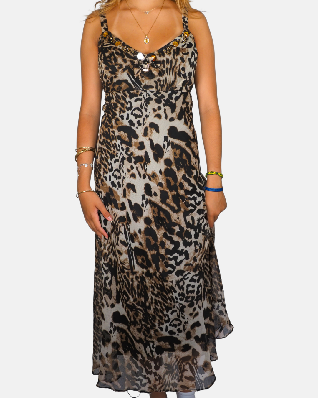 Wallis Brown Leopard Print Chiffon Maxi Dress