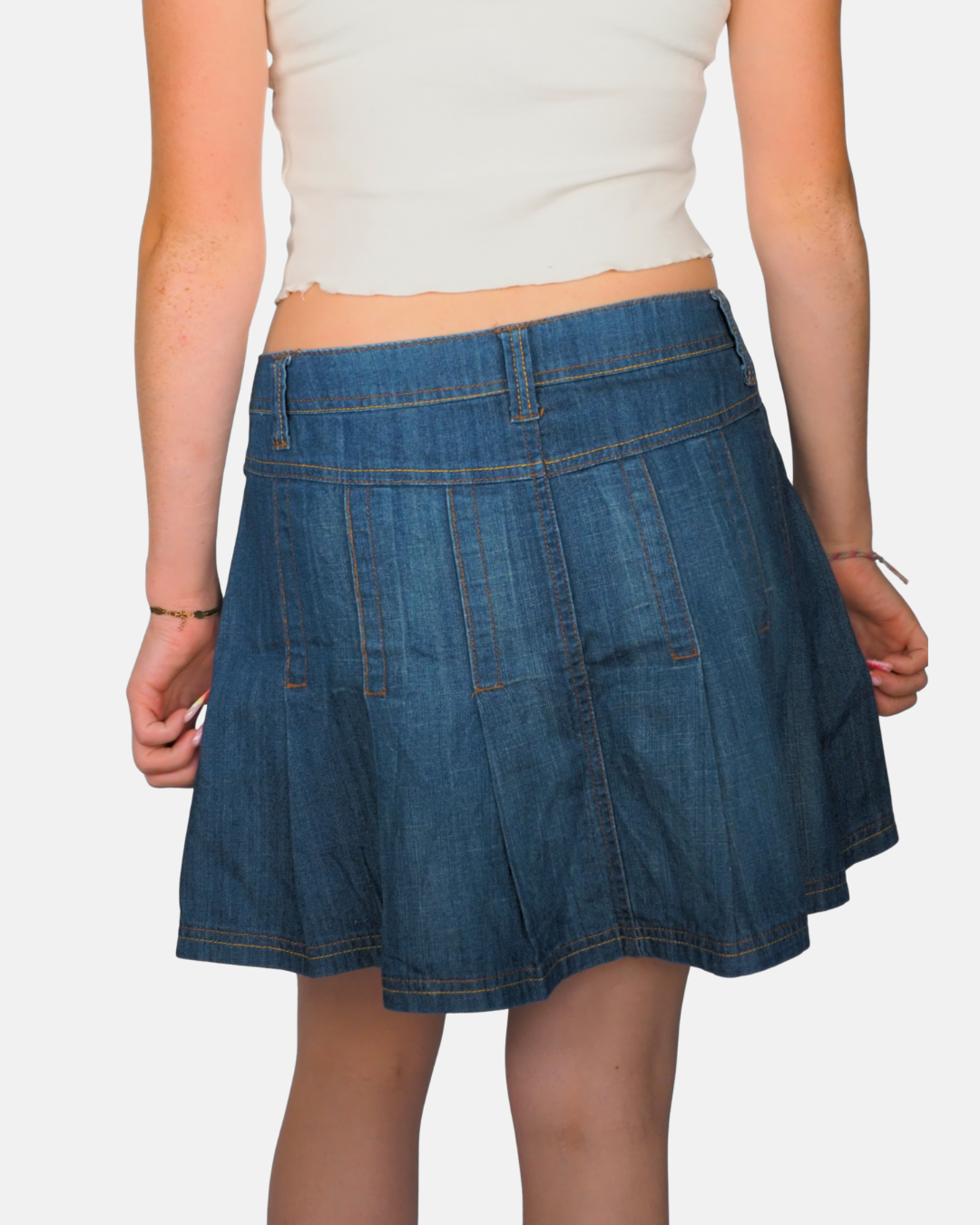 Promod Pleated Denim Mini Skirt