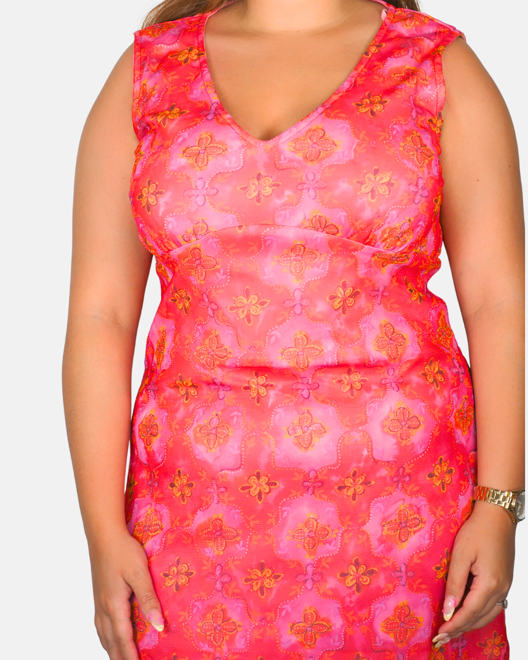 No Boundaries Pink Sheer Floral Mesh Mini Dress