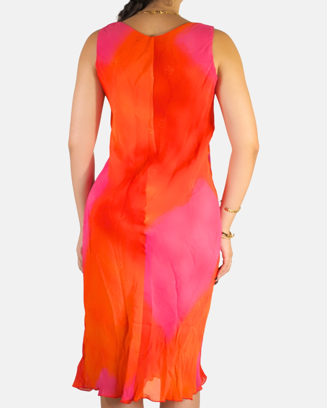 Y2K Orange & Pink Watercolor Midi Dress - Wallis