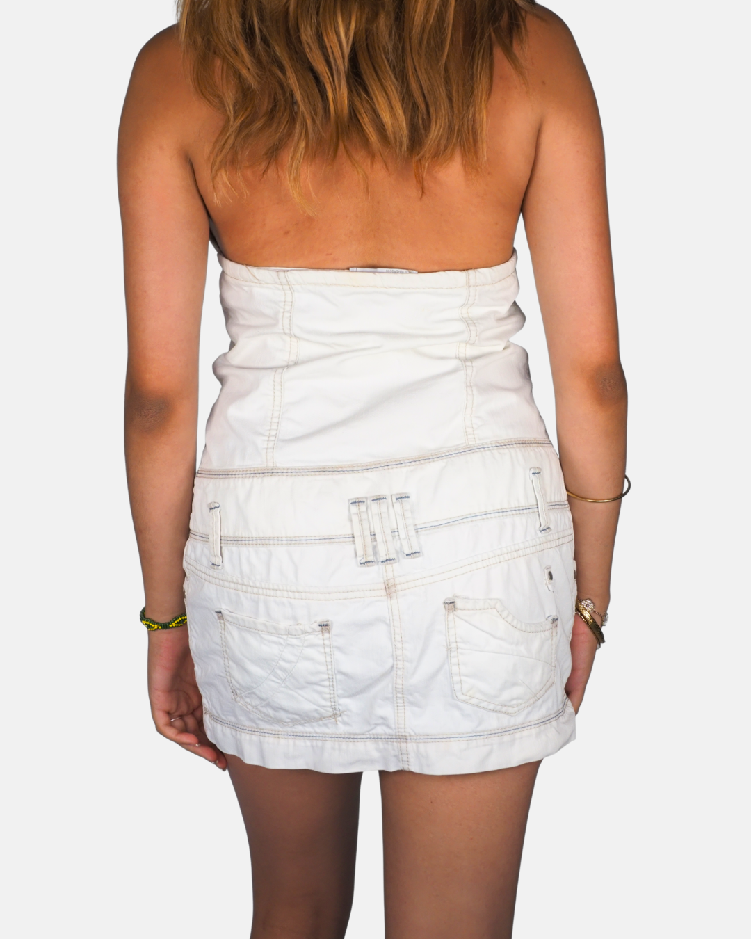 TRF White Denim Halter Mini Dress
