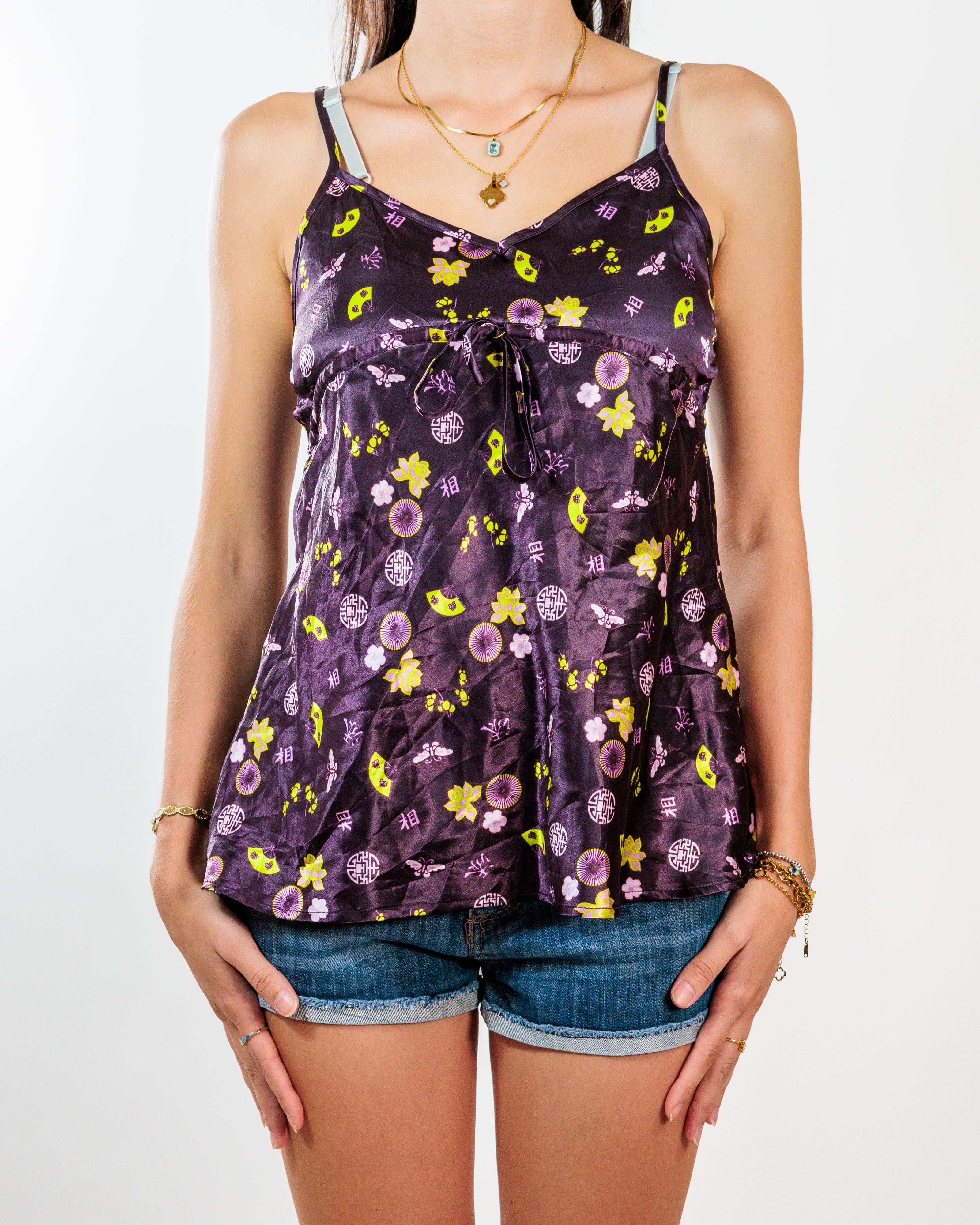 Purple Satin Oriental Print Camisole - Ice Et Maintenant