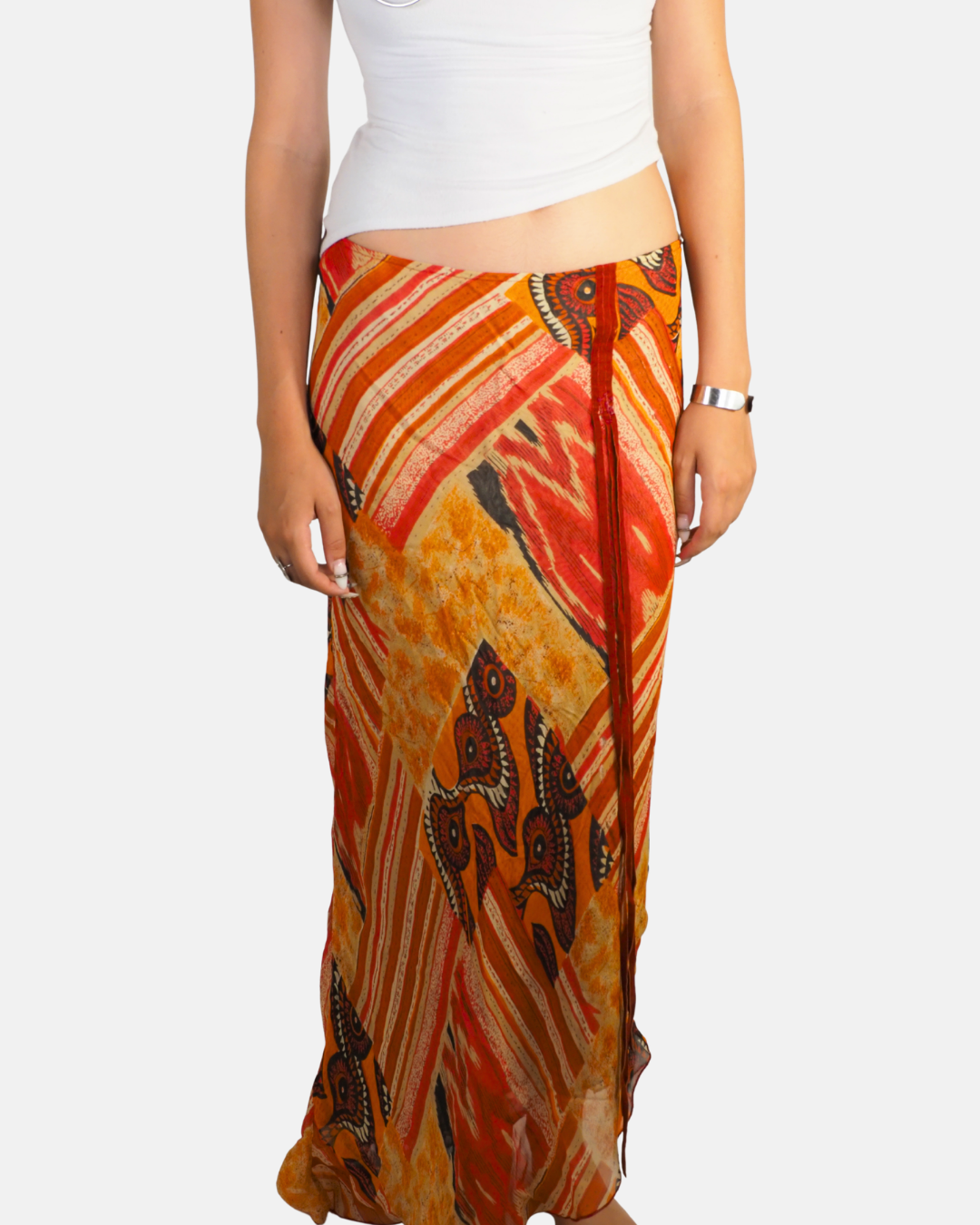 Orange Abstract Print Maxi Skirt - Vero Moda