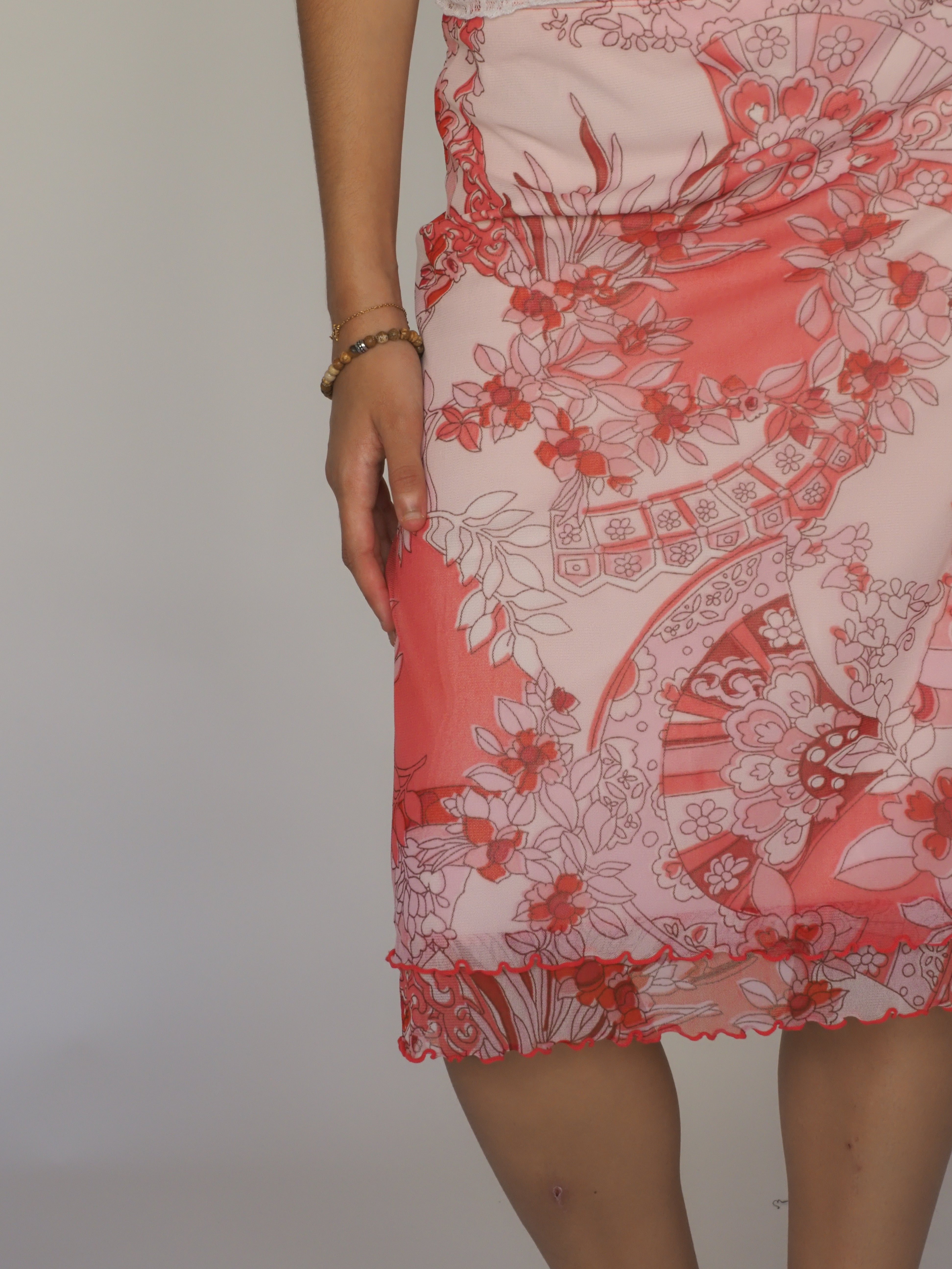 Pink & Red Floral Chiffon Overlay Skirt – Mexx
