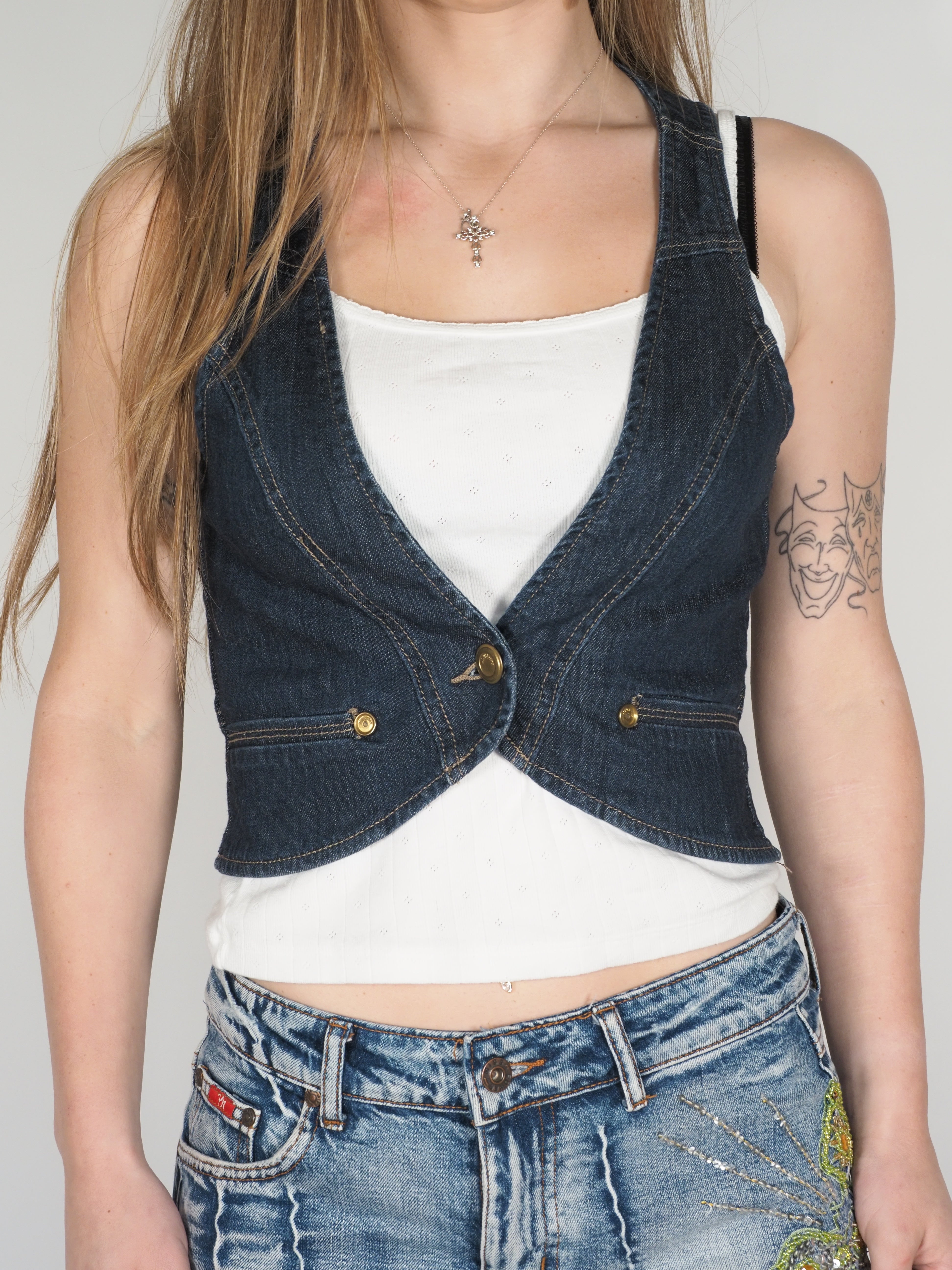 Y2K Cropped Denim Vest – Mango Jeans