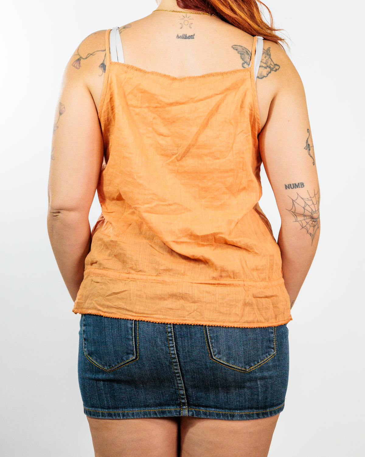 Tangerine Embroidered Button Camisole