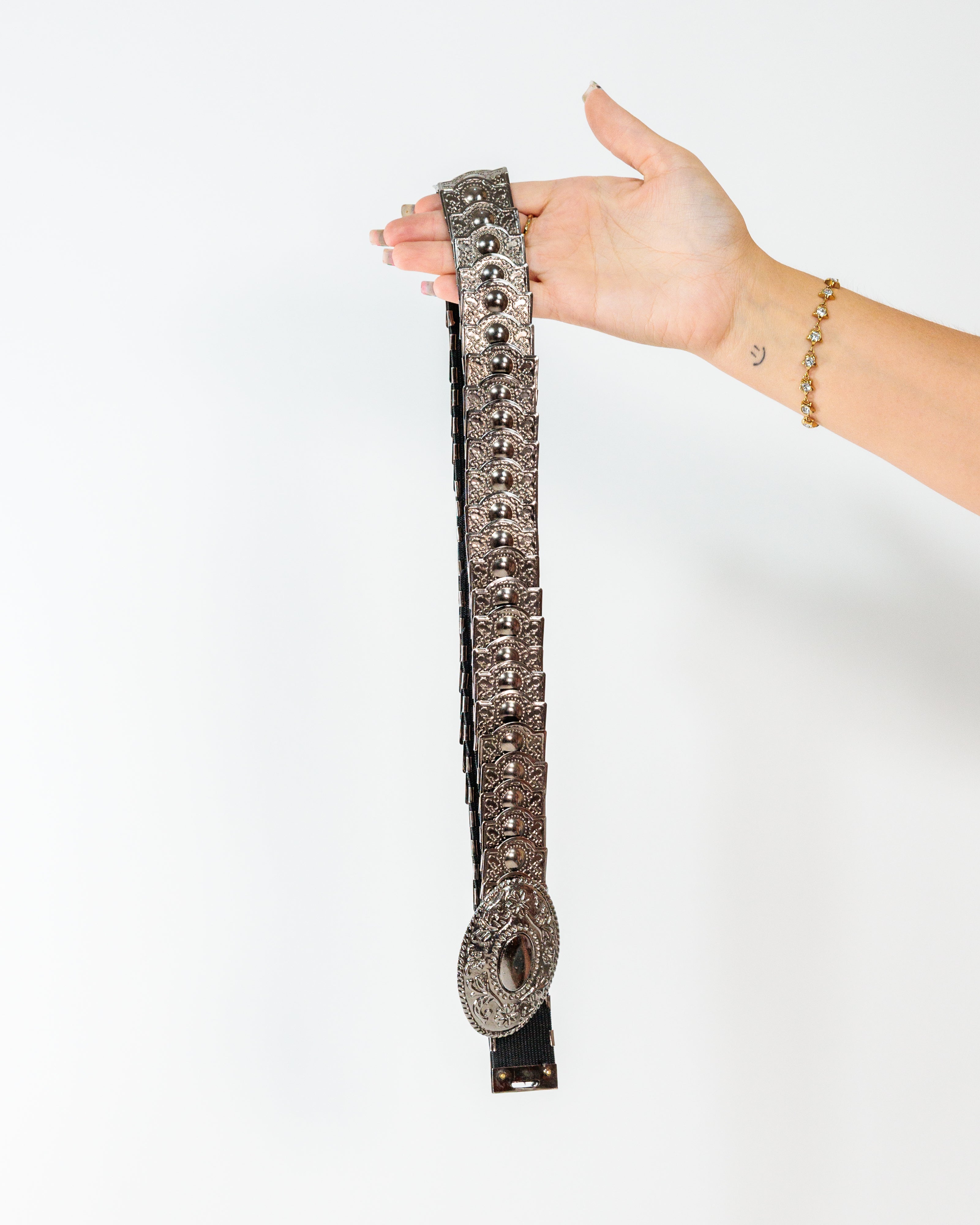 Silver Engraved Concho Panel Belt