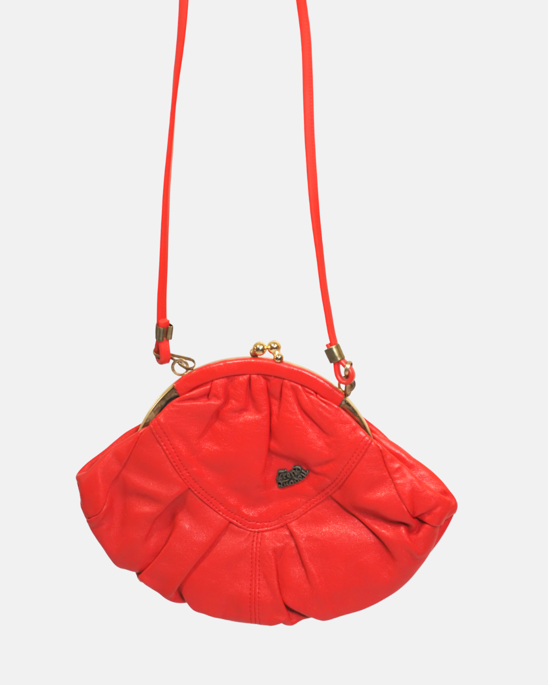 Y2K Red Ruched Kiss-Lock Shoulder Bag