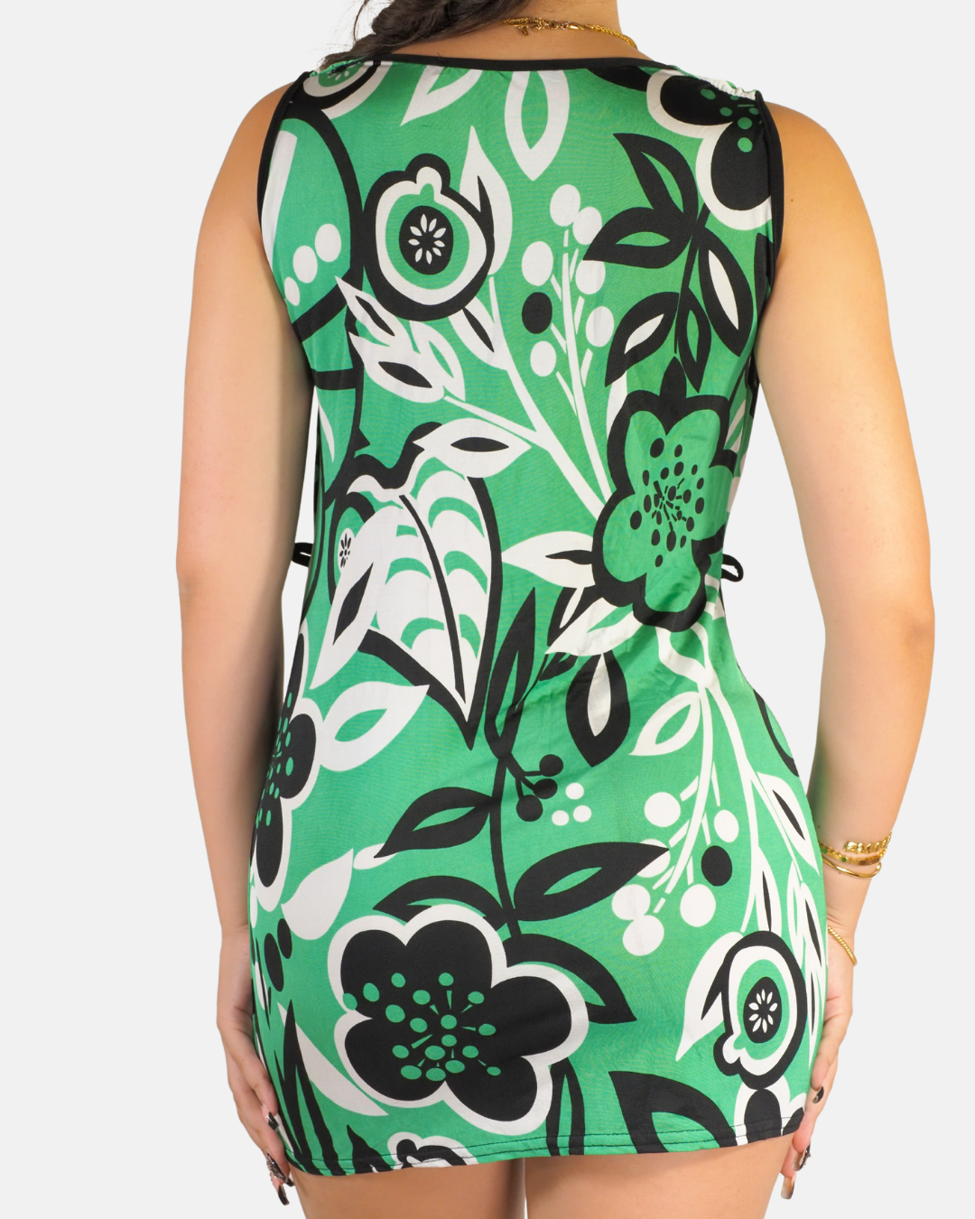 Green Floral Cowl Neck Mini Dress - Tally Weijl