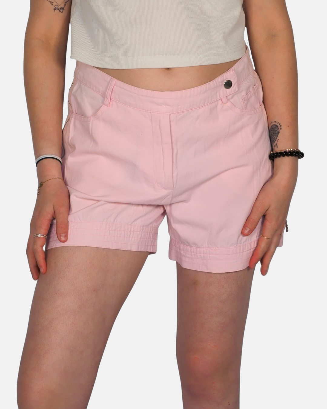 Y2K Low-Rise Tailored Shorts – Baby Pink Brillante