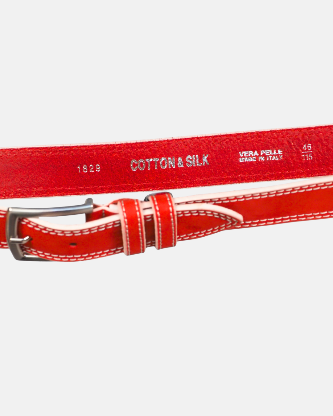 Cotton Silk Red Leather Belt