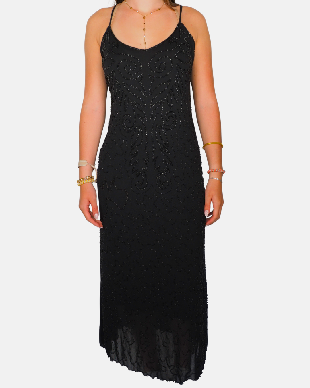 Wangli Beaded Evening Maxi Dress