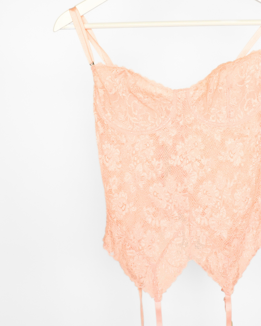 Peach Lace Corset Top with Garters