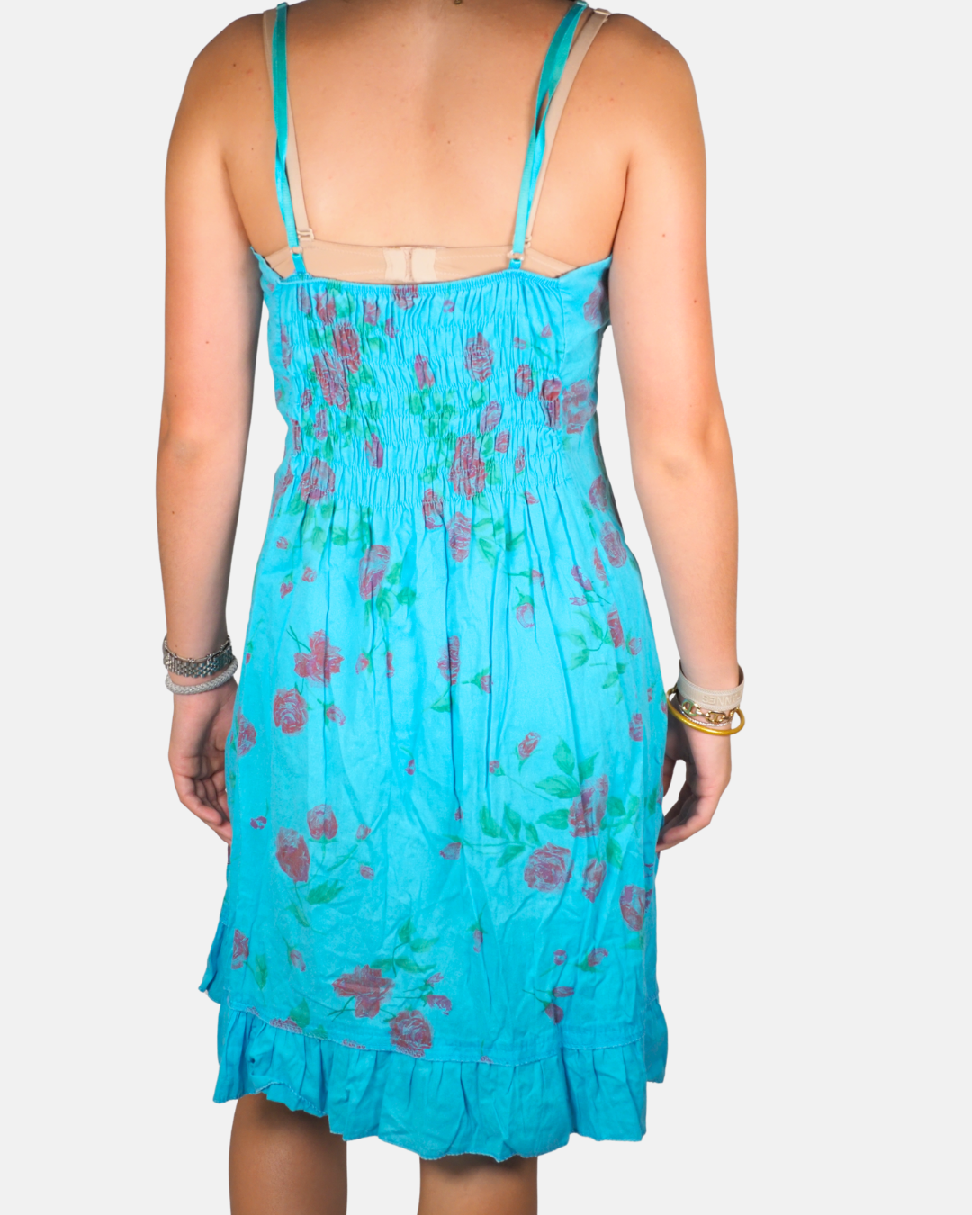 Vintage Y2K Turquoise Floral Sundress