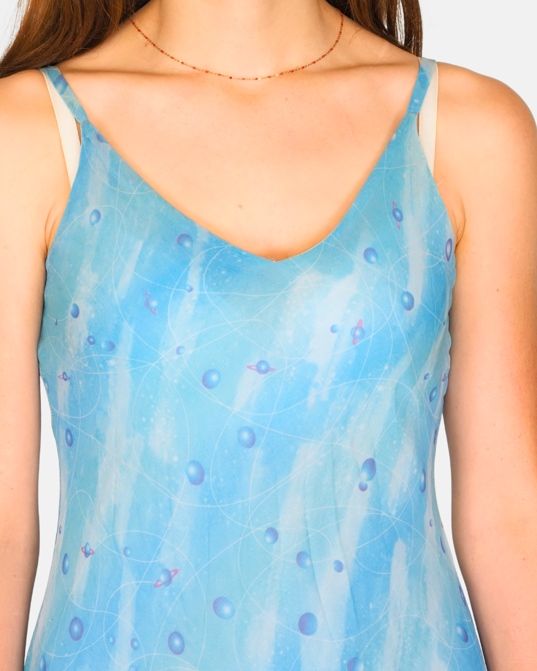 Miss Anne Aqua Sheer Mesh Slip Midi Dress