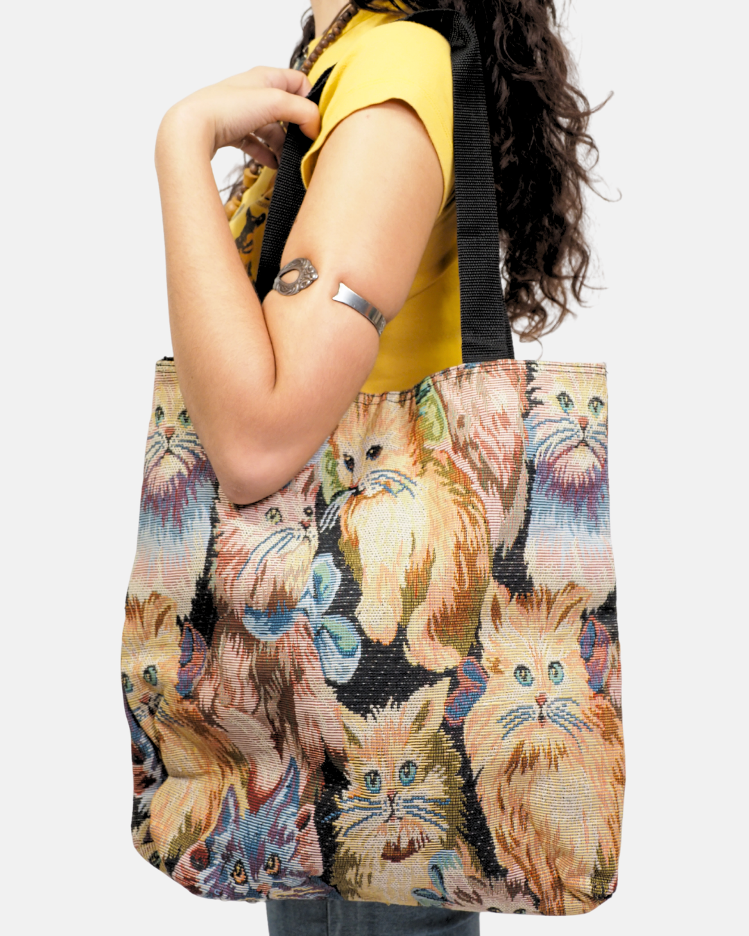 Vintage Cat Tapestry Shoulder Tote Bag