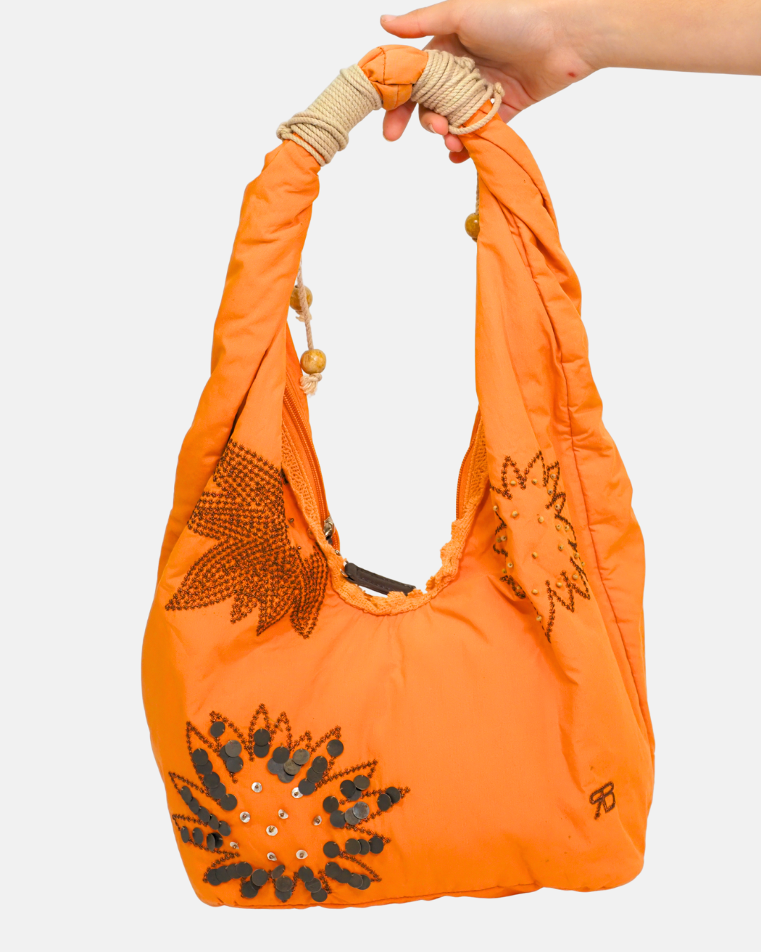 Renato Balestra Y2K Orange Embellished Hobo Bag
