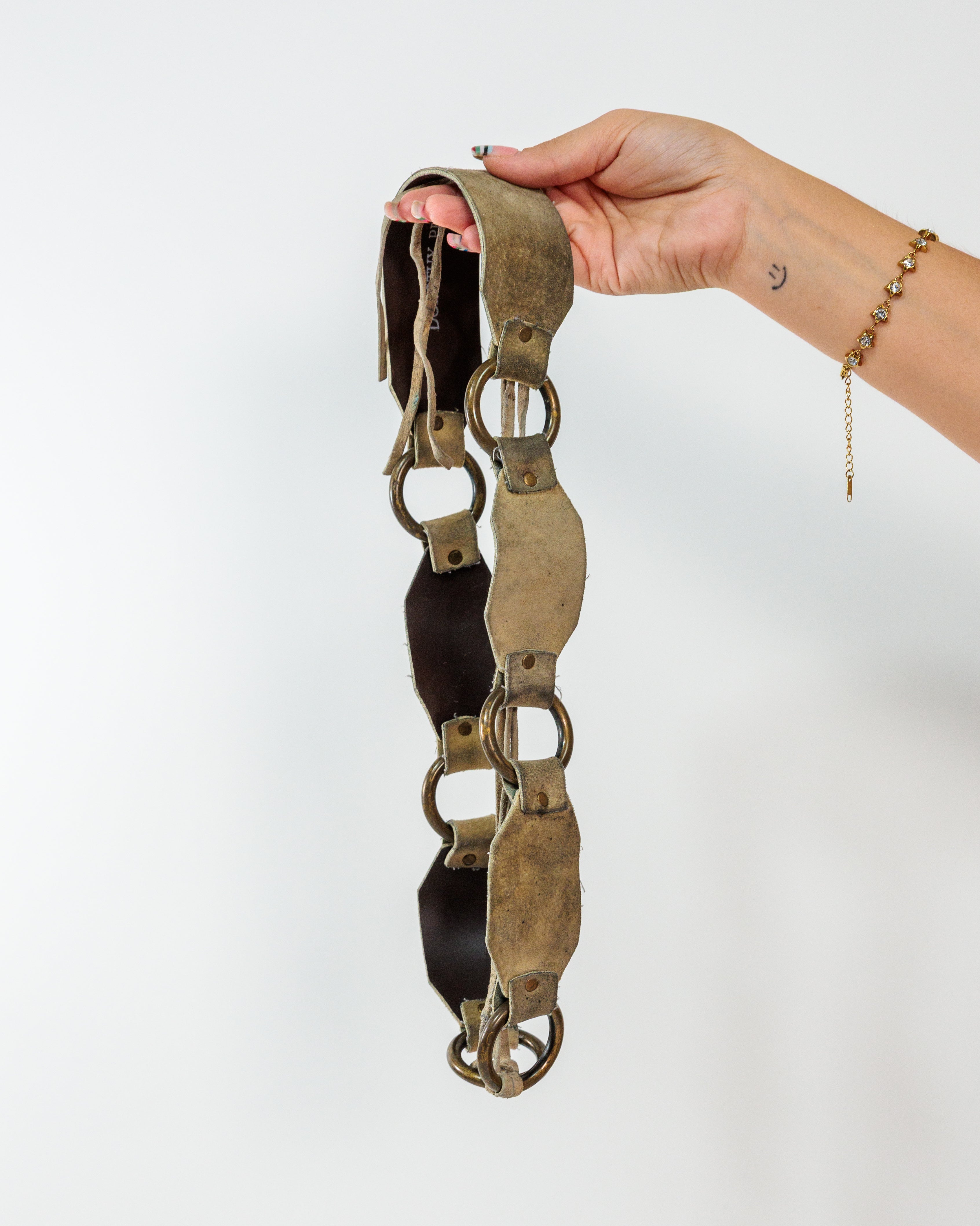 Olive Suede O-Ring Panel Belt