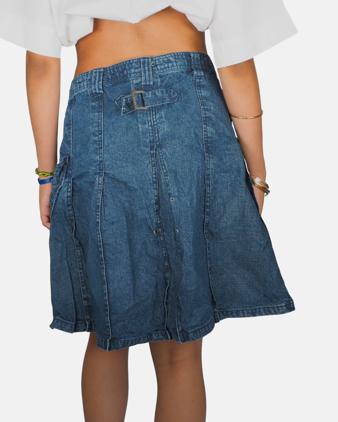 Evie Blue Denim Midi Cargo Skirt
