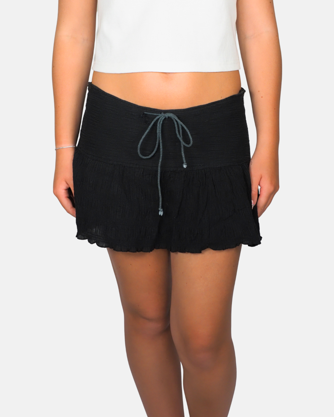 Zara TRF Black Ruffle Mini Skirt