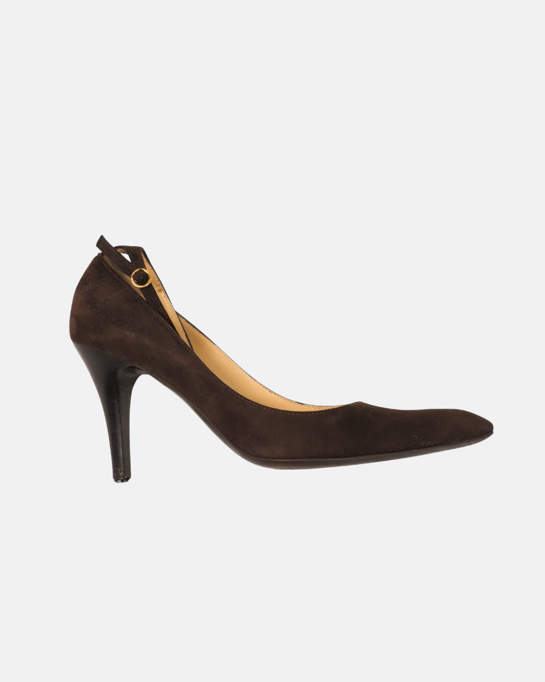 Vicini real leather brown suede heels