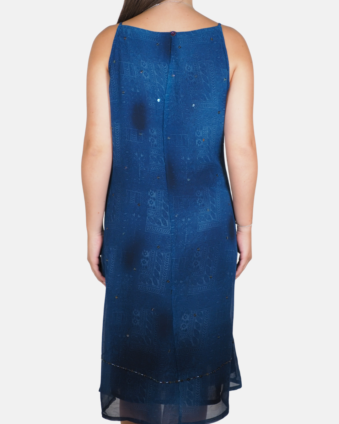 Cobalt Blue Embellished Sheer Midi Dress - Shamira