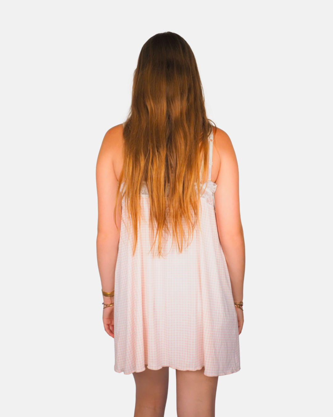 Lace Gingham Babydoll Dress