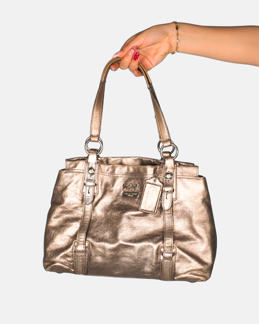 Coach Metallic Leather Tote in Champagne Gold