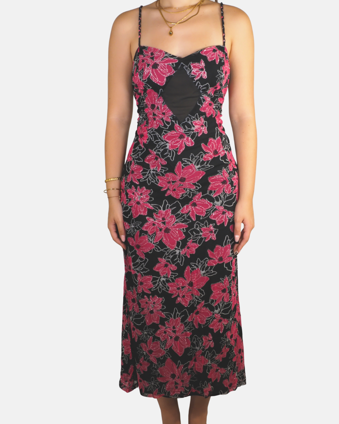 Floral Mesh Maxi Dress - THAO