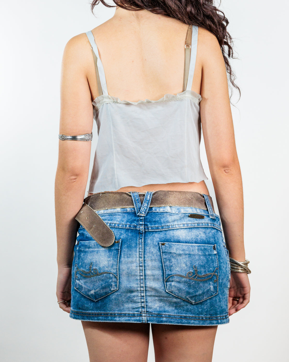 White Embroidered Ruffle Camisole