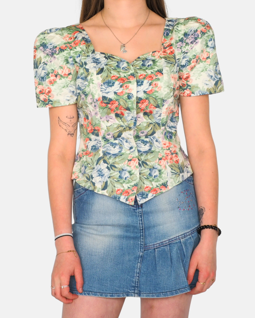 Nabil Green Floral Structured Corset Blouse