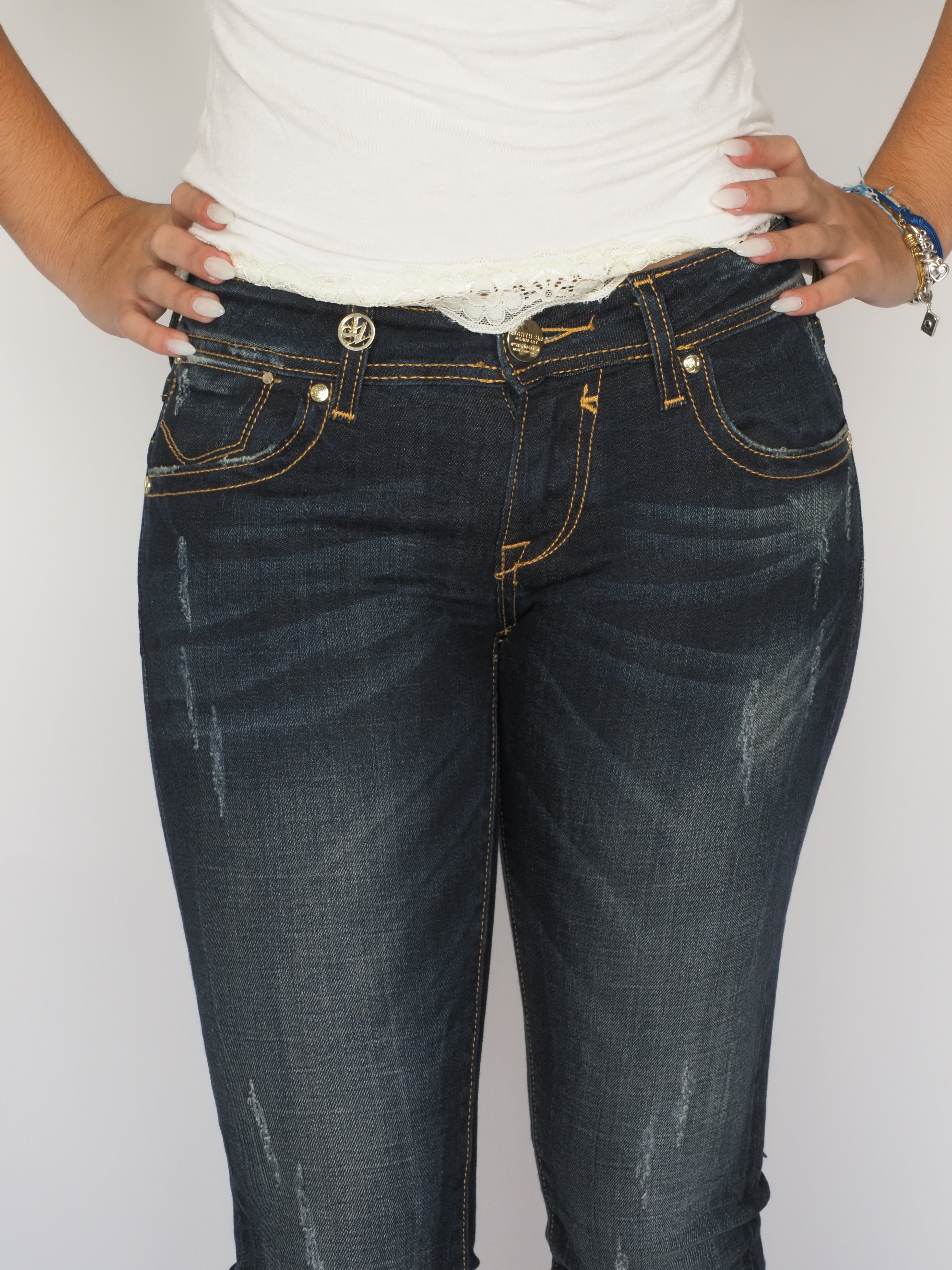 Eighty Sin Dark Wash Distressed Skinny Jeans