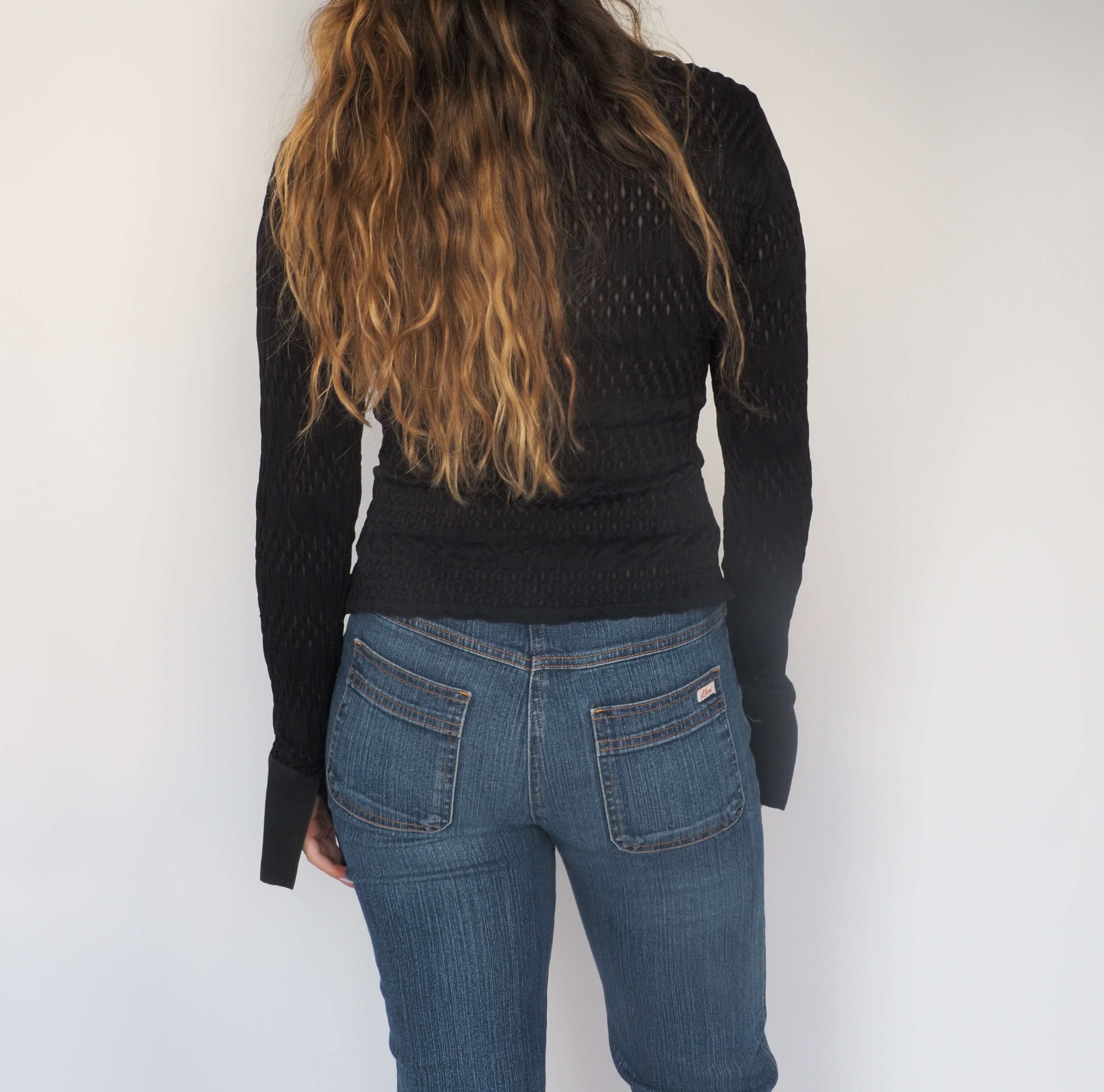 Black Sheer Textured Collared Shirt – Naracamicie