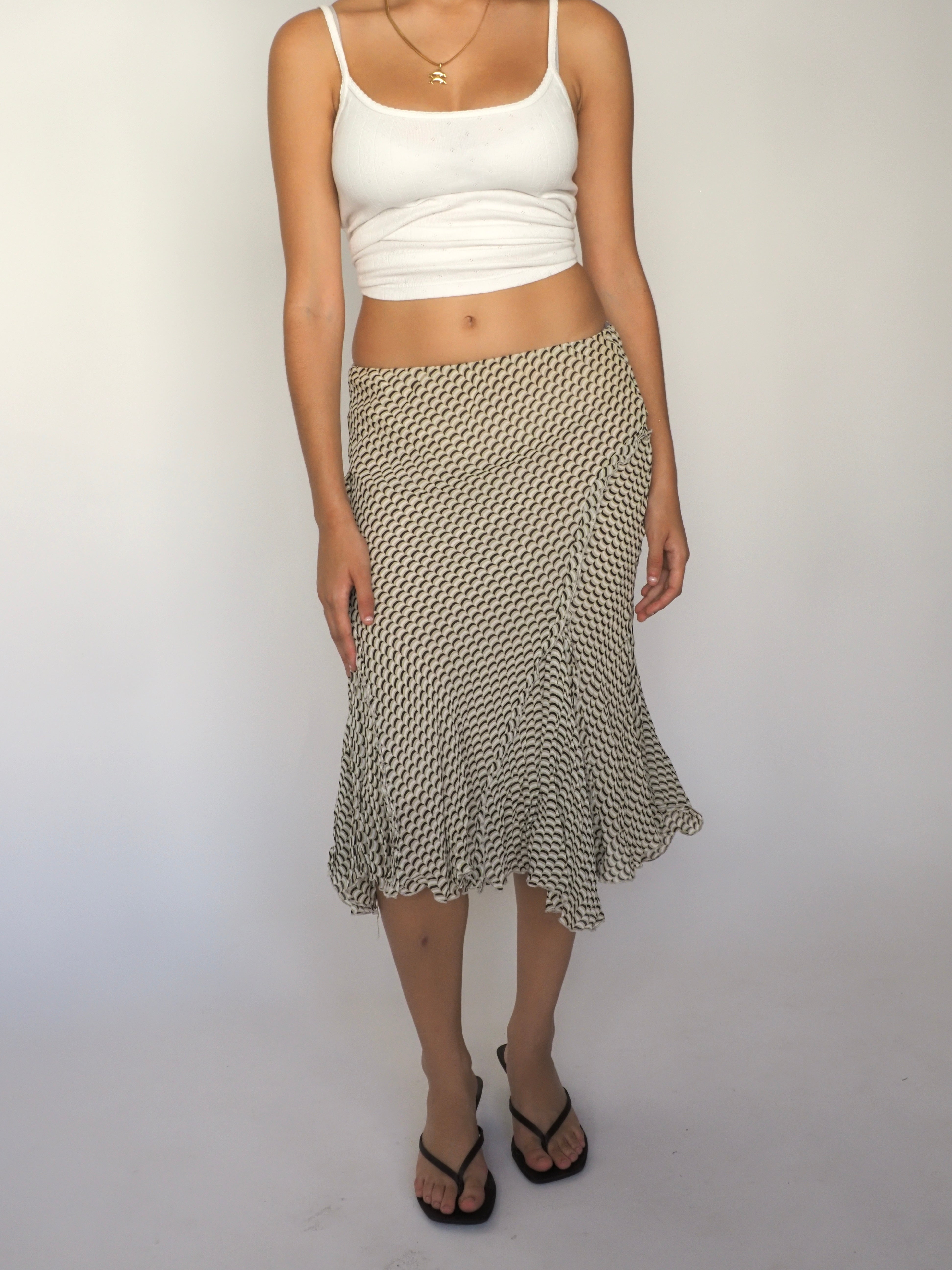 Black & Cream Geometric Print Flared Midi Skirt – Wallis